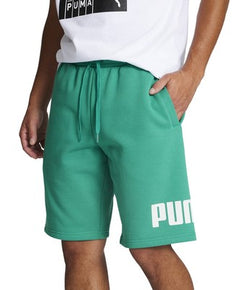 Puma Men's Regular-Fit Big Logo-Print Fleece 10" Shorts SZ S Green Solid SALE