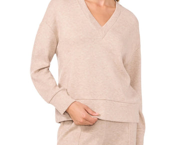 Vince Camuto Women's Knit V-Neck Sweater Oatmeal Beige Size XL MSRP $89