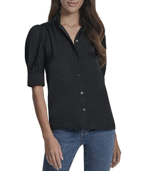 DKNY womens Puff Sleeve Shirt, Size S Black MSRP $69