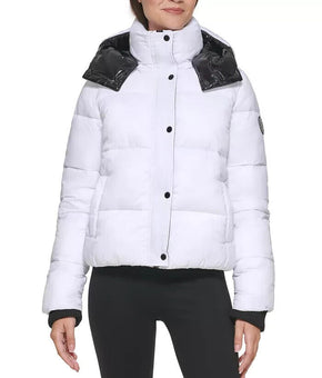 DKNY SPORT Women's Logo Puffer Jacket White Size XL MSRP $160