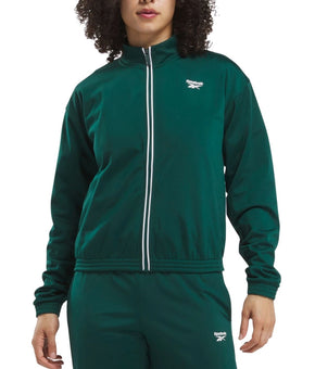 Reebok Women's Logo Tricot Long-Sleeve Track Jacket Green Size XS MSRP$ 55