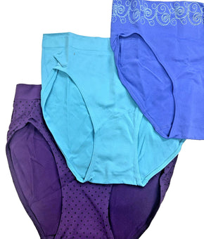 Bali womens 3-Pack Smooth U Hi-Cut Brief Size XL/8 Vista Purple, Blue SALE
