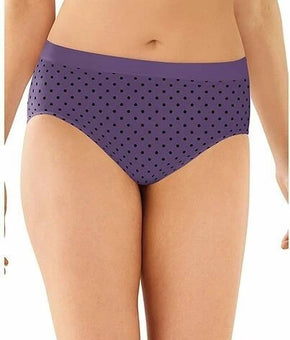Bali womens 3-Pack U Hi-Cut Brief Size L/7 Purple Black Dots No Panty Lines