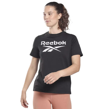 Reebok Women's Black Logo-Print Crewneck T-Shirt Top Size XS $25