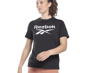 Reebok Women's Black Logo-Print Crewneck T-Shirt Top Size S $25