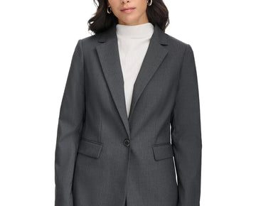 Calvin Klein Women's Pinstripe One-Button Blazer Gray Size 16 MSRP $159