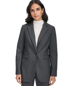 Calvin Klein Women's Pinstripe One-Button Blazer Gray Petite Size 12P MSRP $159