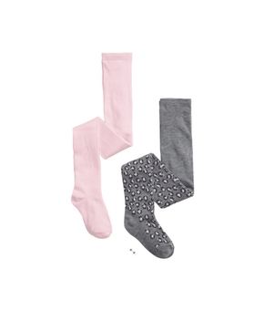 Keds 2 pairs Sweater Tights Polyester Size 4-6 Heather Gray/Pink
