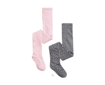 Keds 2 pairs Sweater Tights Polyester Size 4-6 Heather Gray/Pink