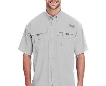 Columbia Men's PFG Bahama II Short Sleeve Shirt Grey Size L