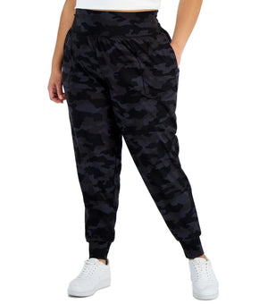 Ideology Jogger Pants Womens Plus Size 2X Black Camo Off-Duty Athleisure Casual