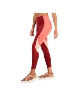 Ideology Leggings Women Size L Red 7/8 High Rise Side Pocket Colorblock Pants