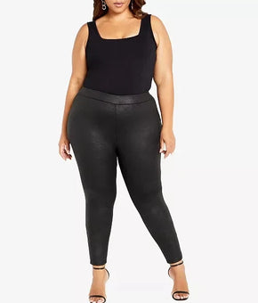 AVENUE Nina Faux Leather Pants Size 18 Gunmetal Black MSRP $69