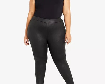 AVENUE Nina Faux Leather Pants Size 18 Gunmetal Black MSRP $69