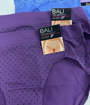 Bali womens 3-Pack Smooth U Hi-Cut Brief Size XL/8 Vista Purple Blue Panties