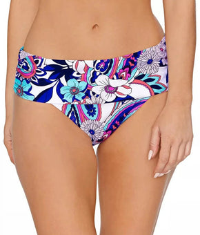 Island Escape PACIFIC PAISLEY White Tahiti Bikini Swim Bottom US Size 8 White