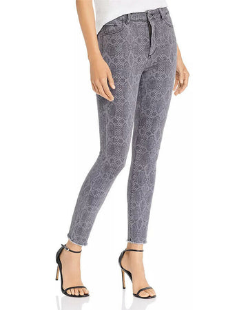 DL1961 Womens Farrow Ankle Jeans High Rise Animal Print Gray Size 32