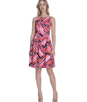 Vince Camuto Women's Printed Square-Neck Sleeveless Dress Pink Red Size 8 $128