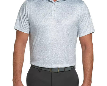PGA TOUR Men's Stretch Textured-Print Polo Shirt Gray Size XL MSRP $65