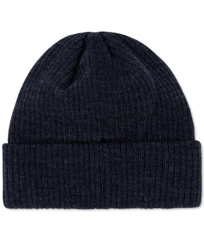 CHAMPION Black Embroidered Logo Acrylic Fitted Ribbed Beanie Hat Cap