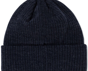 CHAMPION Black Embroidered Logo Acrylic Fitted Ribbed Beanie Hat Cap