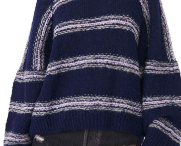 Free People Hockley Stripe Sweater in Moonlight Blue Size M MSRP $148