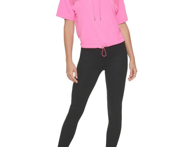 DKNY SPORT Mesh-Trim Hooded Top Hot Pink Women's Size XL MSRP $60