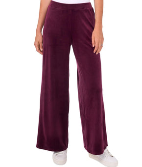 Vince Camuto Women's Velour Pull-On Wide-Leg Pants Size L Purple Plum MSRP $69