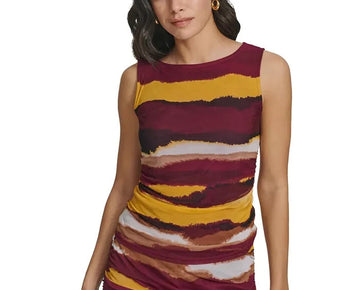 Calvin Klein Womens Sleeveless Printed Top Purple Yellow Size S MSRP $60