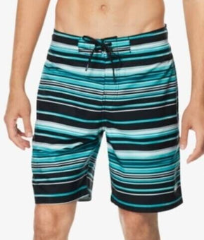 Speedo Men's Stripe 2-Way Stretch Dwr 20" Board Shorts Green Size S MSRP $56