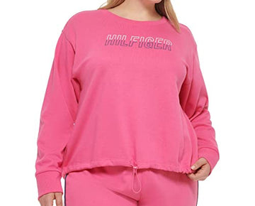Tommy Hilfiger Sport Womens Plus Fitness Yoga Sweatshirt Pink 1X