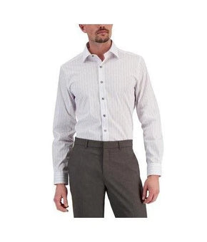 Alfani Dress Shirt Size M 16/16.5 X 34/35 White Lavender Slim Fit Stretch $60