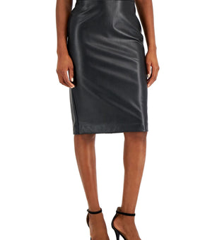 Anne Klein Womens Faux Leather Knee-Length Pencil Skirt Black Size XS MSRP $99