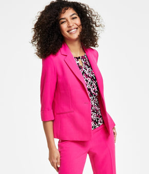 Kasper Petite 3/4-Sleeve One-Button Blazer PINK Size 2P MSRP $119