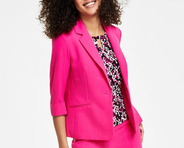 Kasper Petite 3/4-Sleeve One-Button Blazer PINK Size 2P MSRP $119