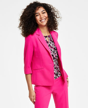 Kasper Petite 3/4-Sleeve One-Button Blazer PINK Size 2P MSRP $119