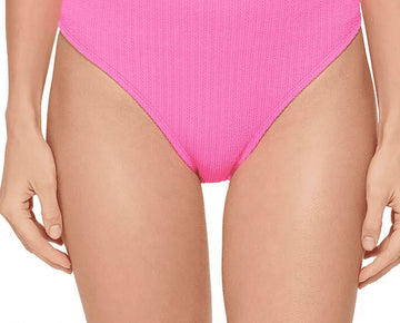 DKNY Women's Textured High Waist Bikini Bottom Swimsuit Pink Size S