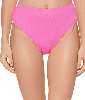 DKNY Women's Textured High Waist Bikini Bottom Swimsuit Pink Size XS Pink