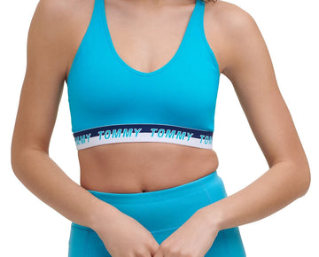 Tommy Hilfiger Sport Strappy Logo Low Impact Sports Bra Blue Size L MSRP $40