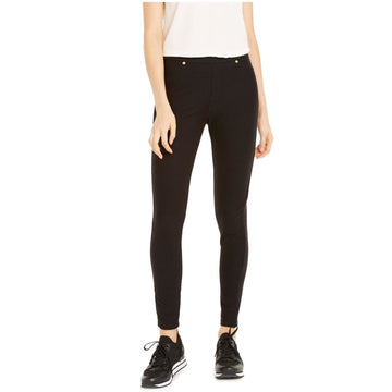 Michael Kors Womens Solid Pull-On Casual Leggings, Black, Petite, Size P