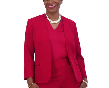 Kasper Women's Collarless Open-Front Long-Sleeve Jacket Red Size M MSRP $99