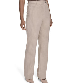 Calvin Klein Women's Pinstriped viscose Modern-Fit Pants Beige Size 8 $109 SALE