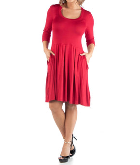 24seven Comfort Apparel Women's Plus Size 1X A-line Fit and Flare Dress Red $65