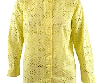 Lauren Ralph Lauren Women's Plus Eyelet Cotton Shirt Size 3X, Yellow)