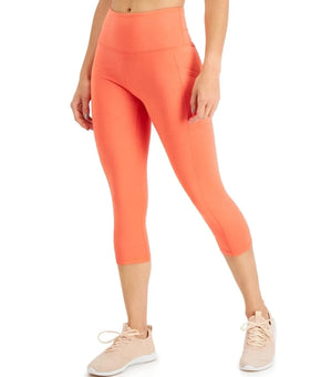 Ideology Leggings Womens Size XL Orange Capri High Rise Pocket Yoga Gym Stretch