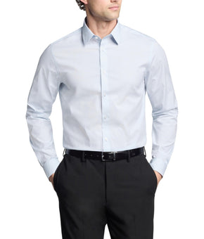 Calvin Klein Steel Slim Fit Dress Shirt Blue Check Size 17.5x32/33 MSRP $85