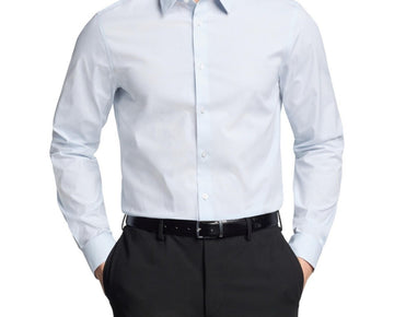 Calvin Klein Steel Slim Fit Dress Shirt Blue Check Size 17.5x32/33 MSRP $85