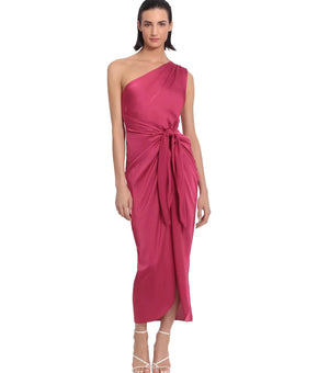 Donna Morgan Women's One-Shoulder Midi Dress Pink Size 16 MSRP $178