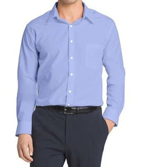 Van Heusen Regular Fit Point Collar Poplin Dress Shirt Blue Size 16.5x34/35