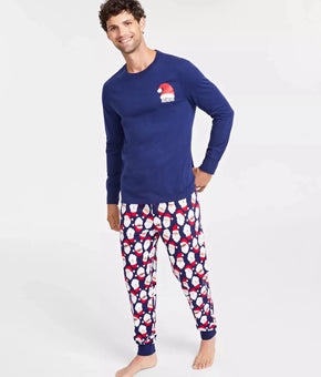 Family Pajamas Matching Men's Mix It Santa Pajamas Set Blue Size S